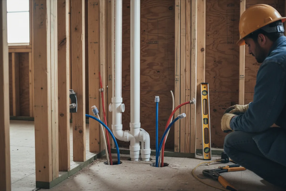 Drain and supply rough-in during Toilet Repair and Installation in Knoxville
